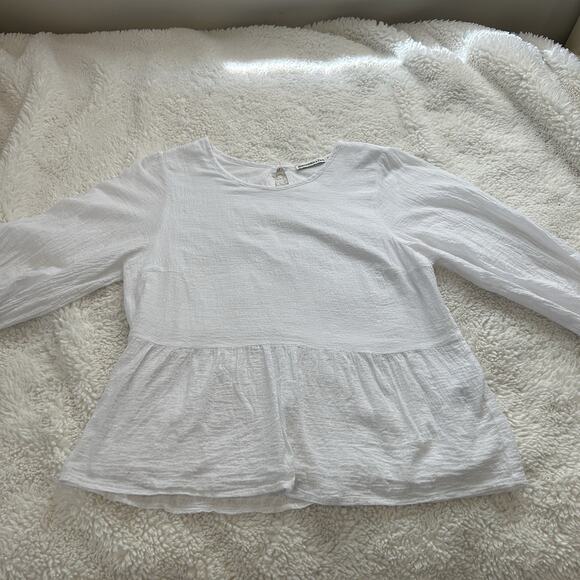 Abercrombie & Fitch Women Peplum Top‎ White Size Medium Key Hole Back - Picture 1 of 8